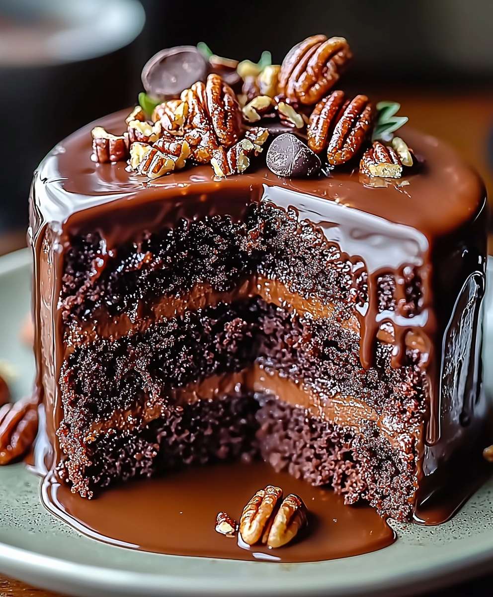 Pekannuss Karamell Schokoladenkuchen