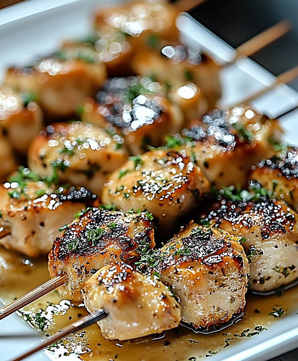 Hähnchenspieße mit Knoblauch Parmesan