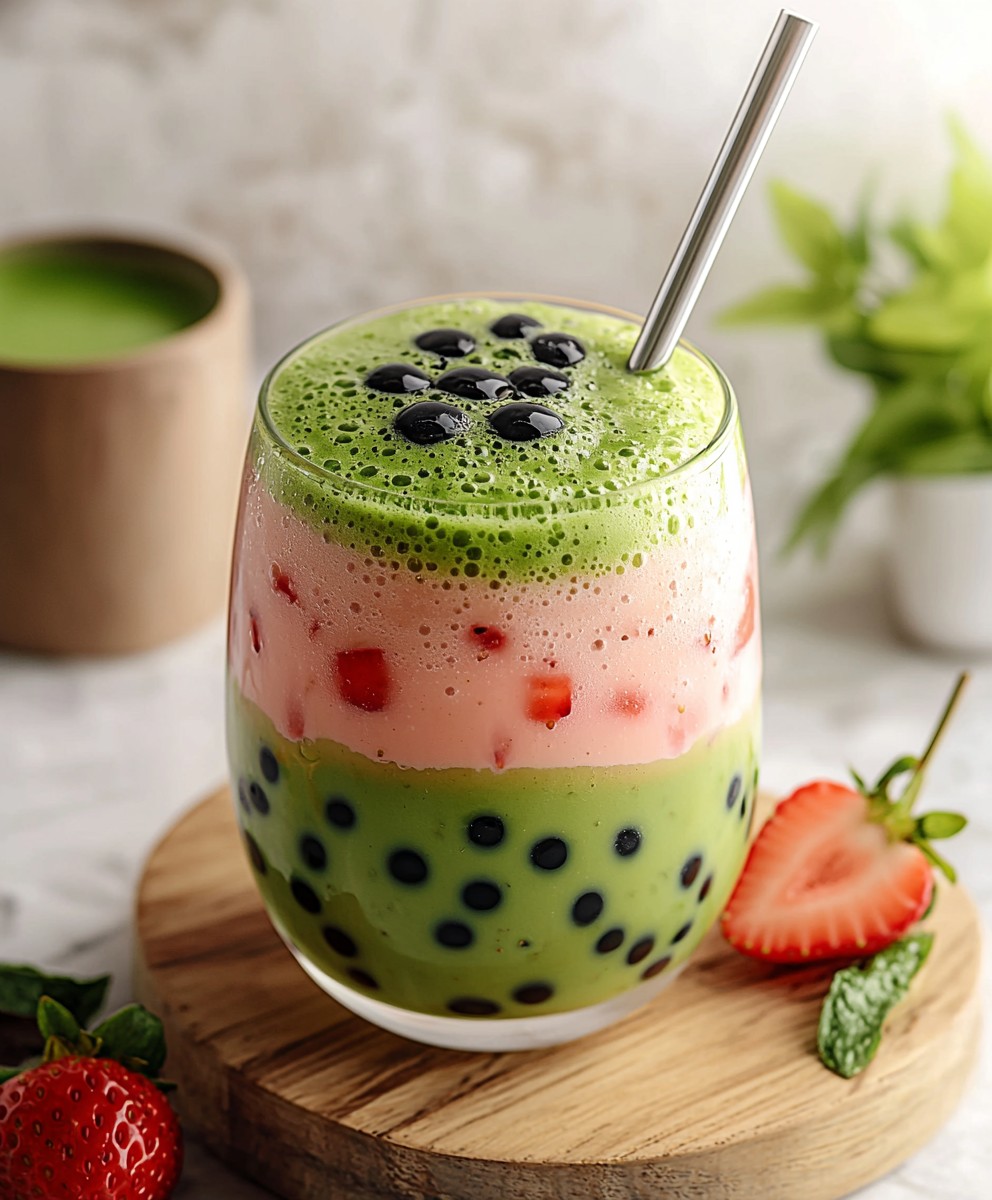 Erdbeer Matcha Boba