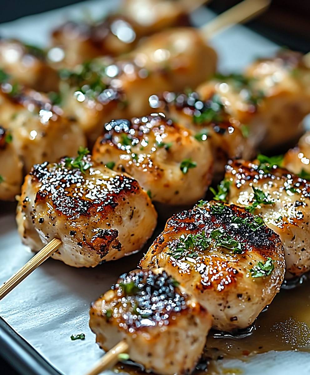 Hähnchenspieße mit Knoblauch Parmesan