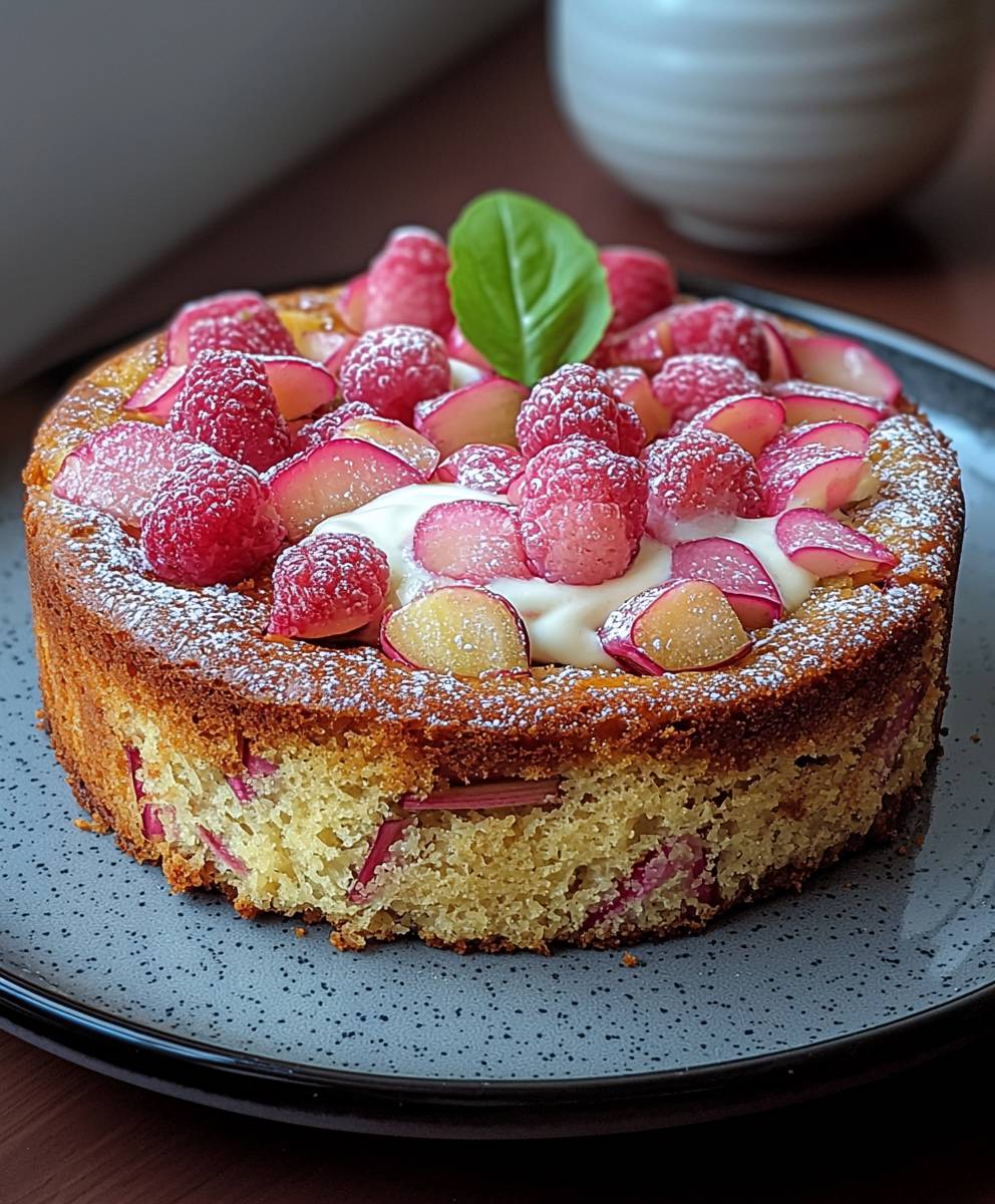 Rhabarberkuchen Schmand Creme