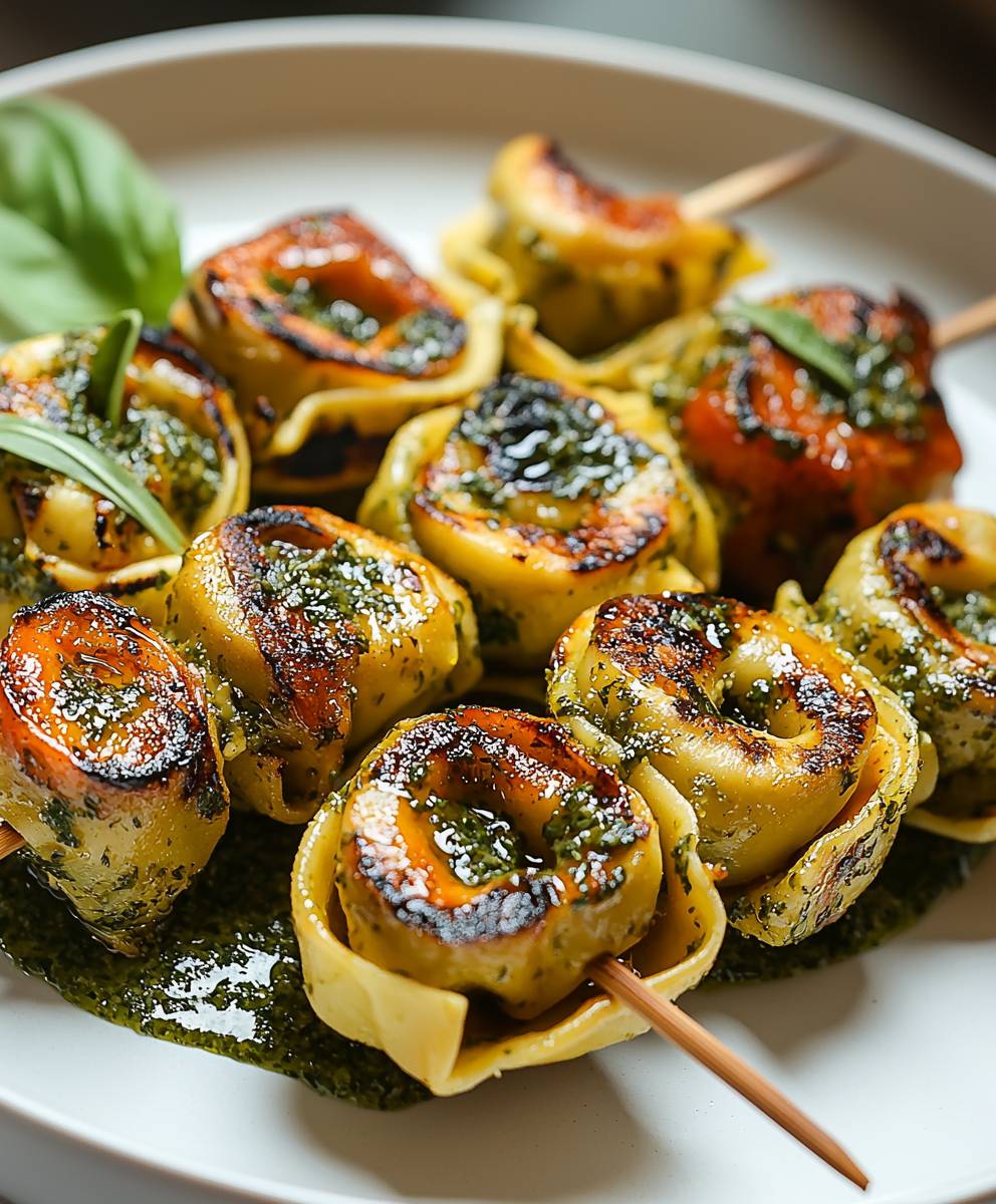 Vegetarische Tortellini Spieße