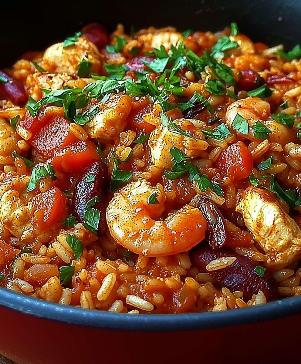 Jambalaya Creole Huhn Garnelen Wurst
