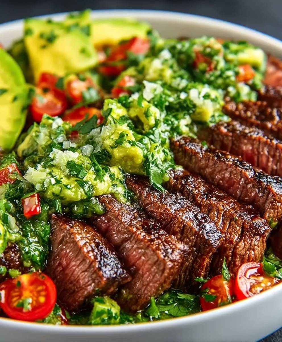 Skirt Steak Avocado Chimichurri