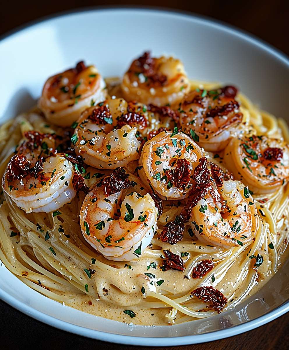Shrimps Alfredo getrocknete Tomaten