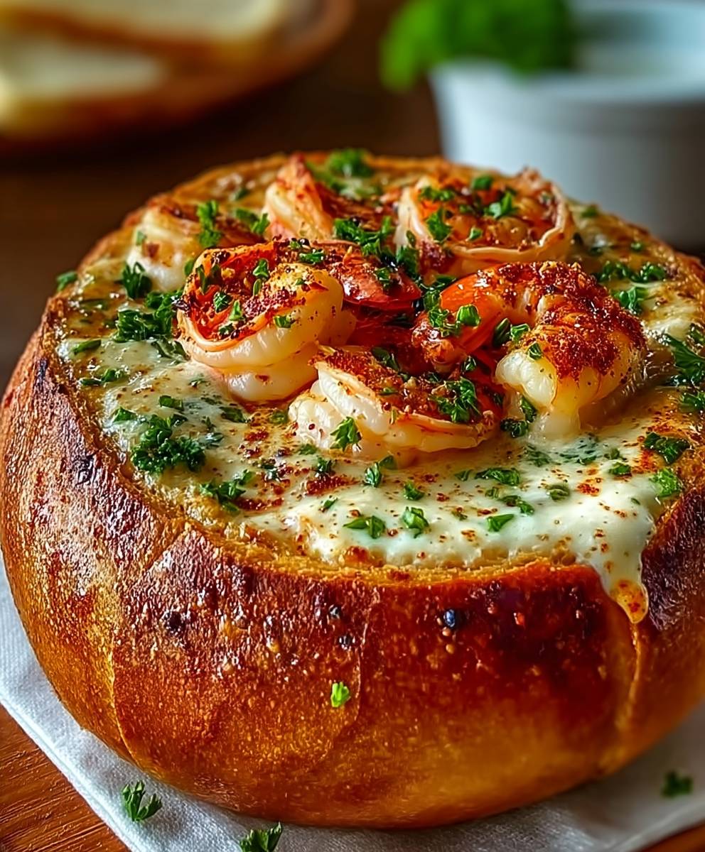 Gefüllte Meeresfrüchte Brotschale