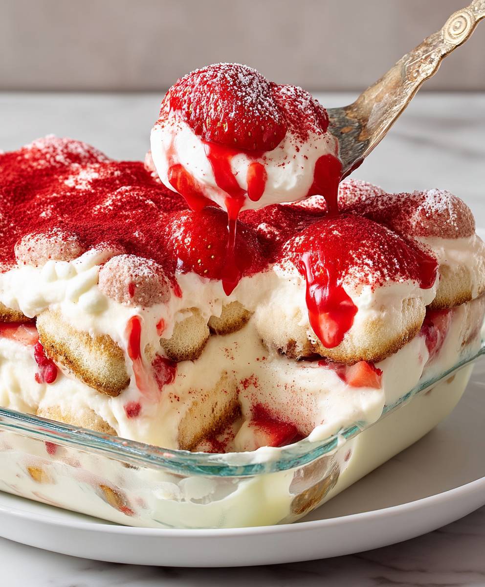 Erdbeer Tiramisu mit Sahne