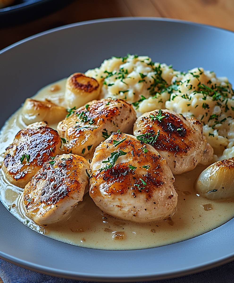 Zwiebelrahmhähnchen einfach zubereiten