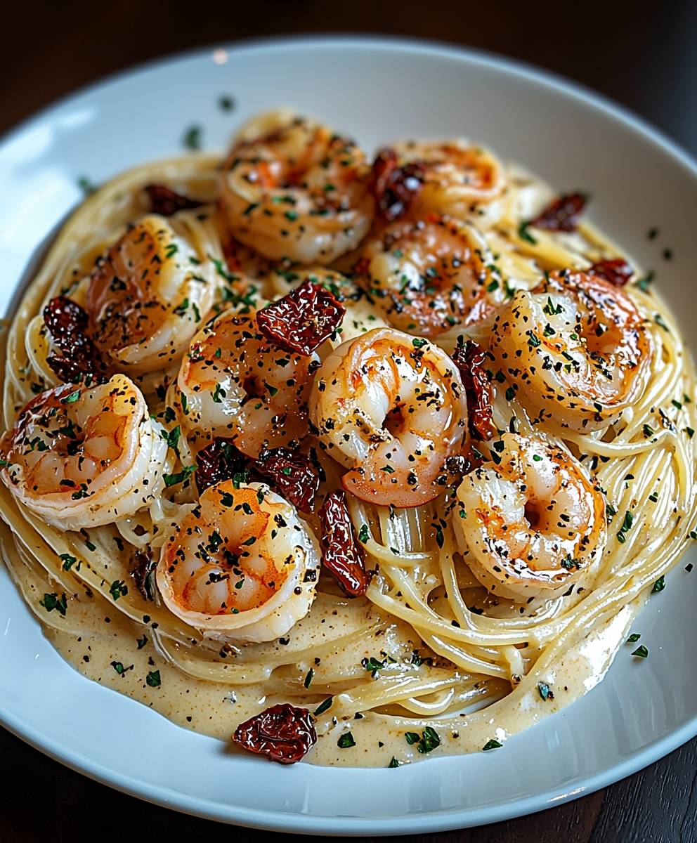 Shrimps Alfredo getrocknete Tomaten