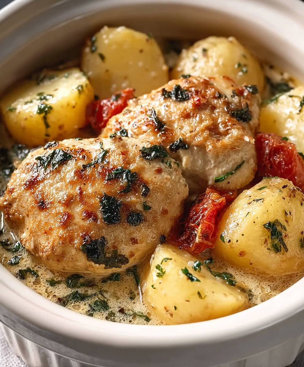 Italienisches Crockpot Huhn Kartoffeln