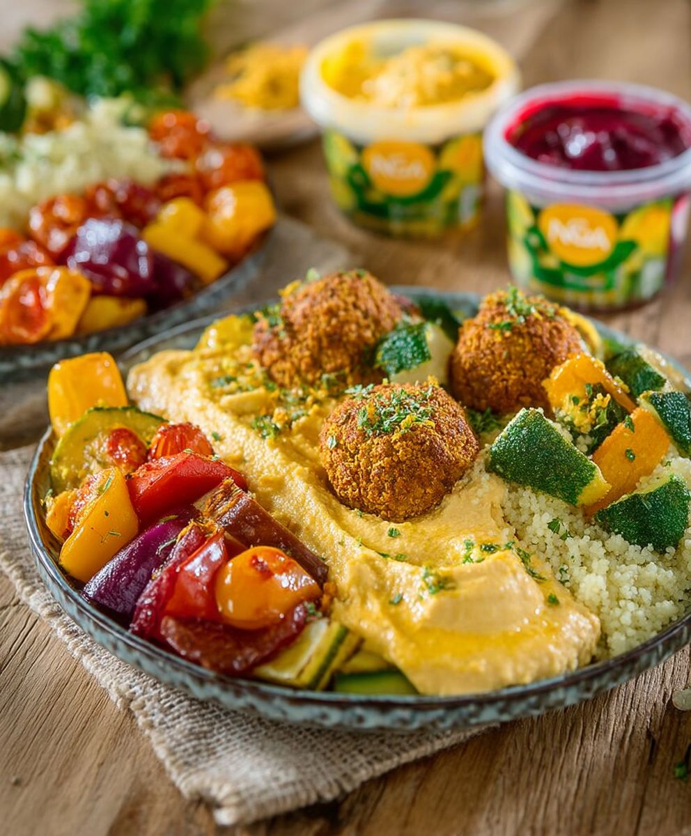 Ofengemüse Falafel Couscous Hummus