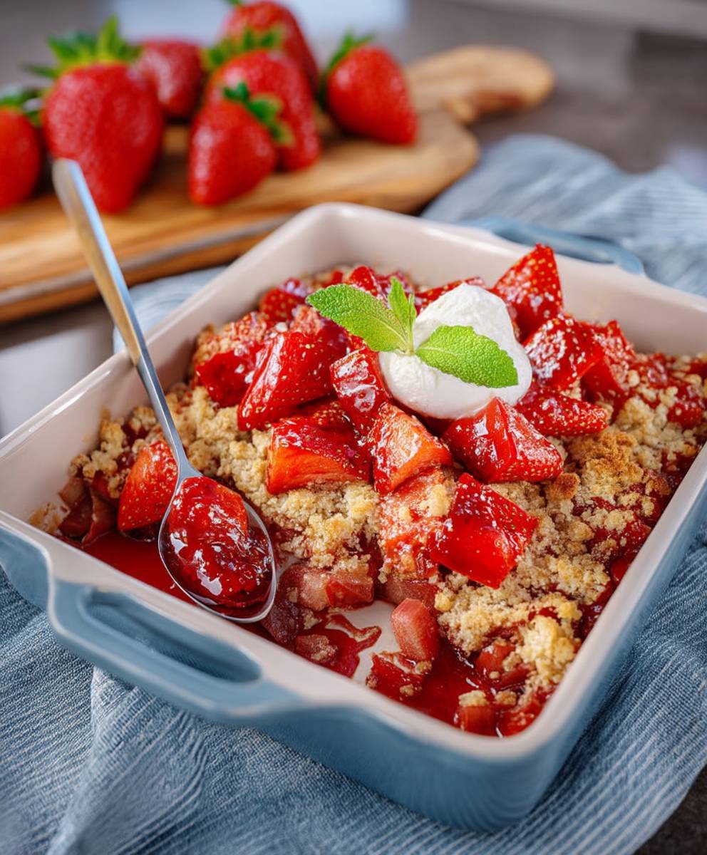 Erdbeer Rhabarber Crumble einfach