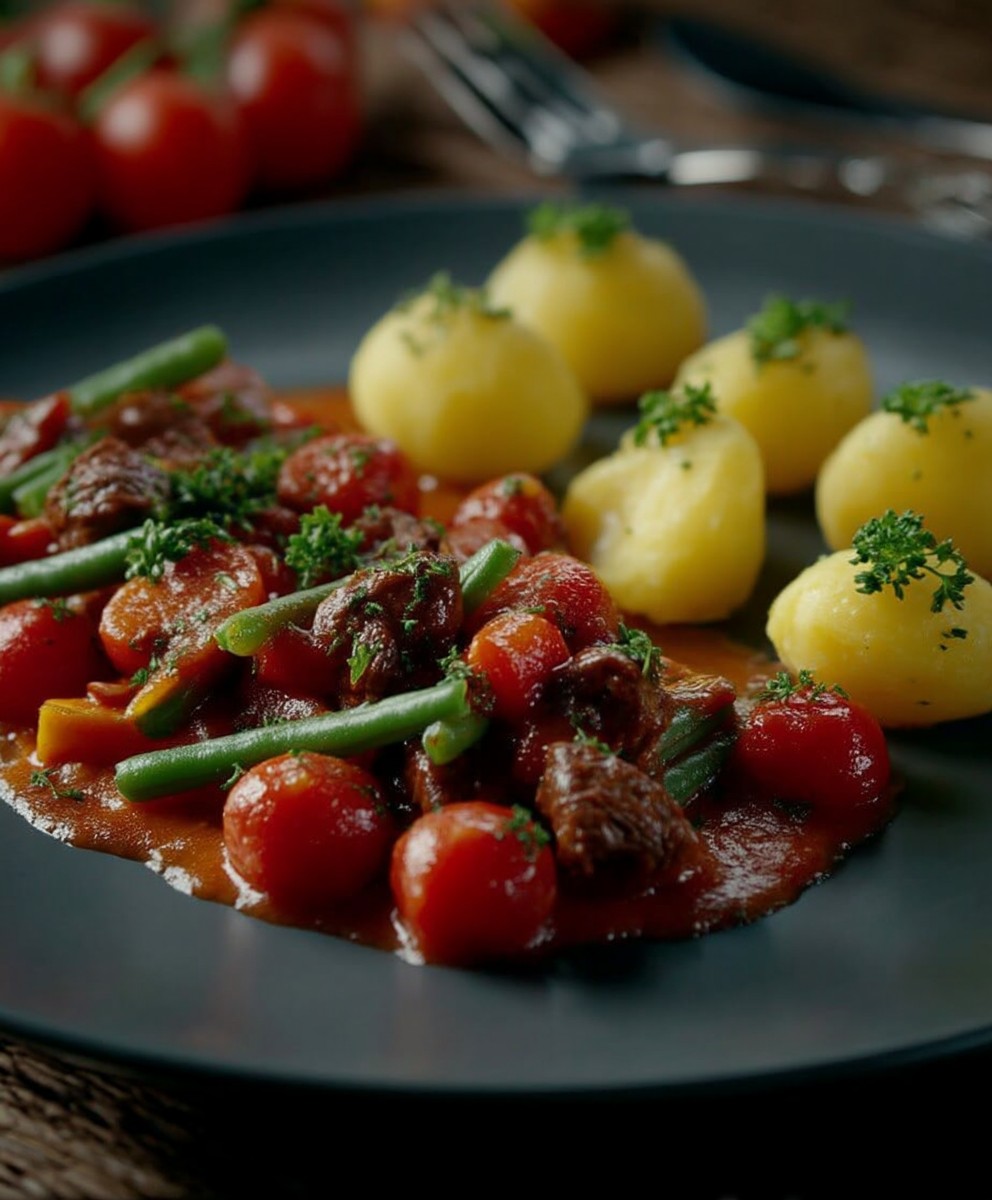 Grüne Bohnen Tomatensauce Eintopf