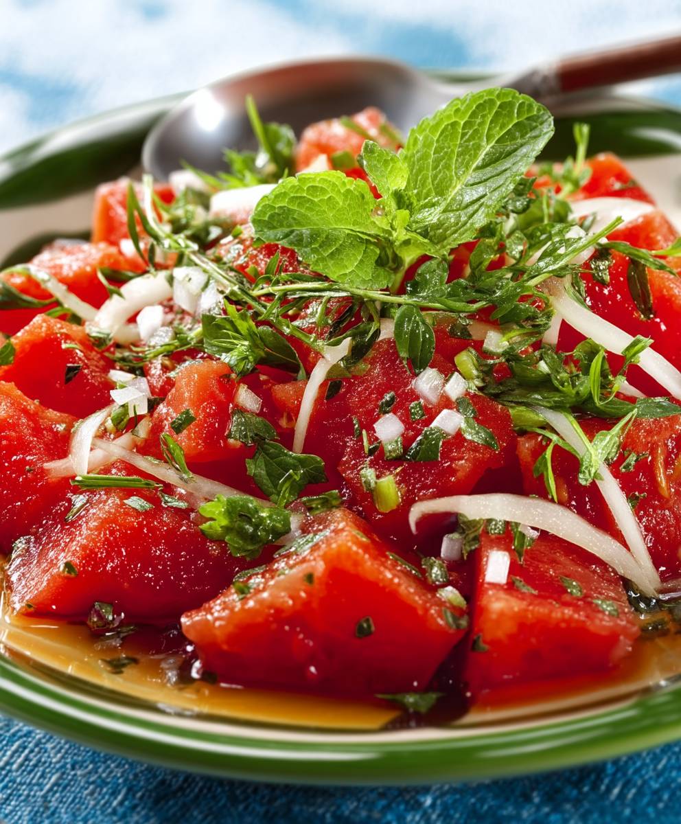 Tomatensalat mit Zwiebeln Kräutern