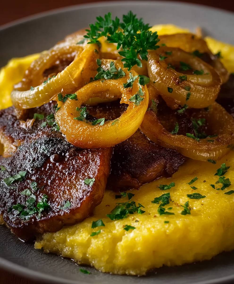 Venezianische Leber Zwiebeln Polenta