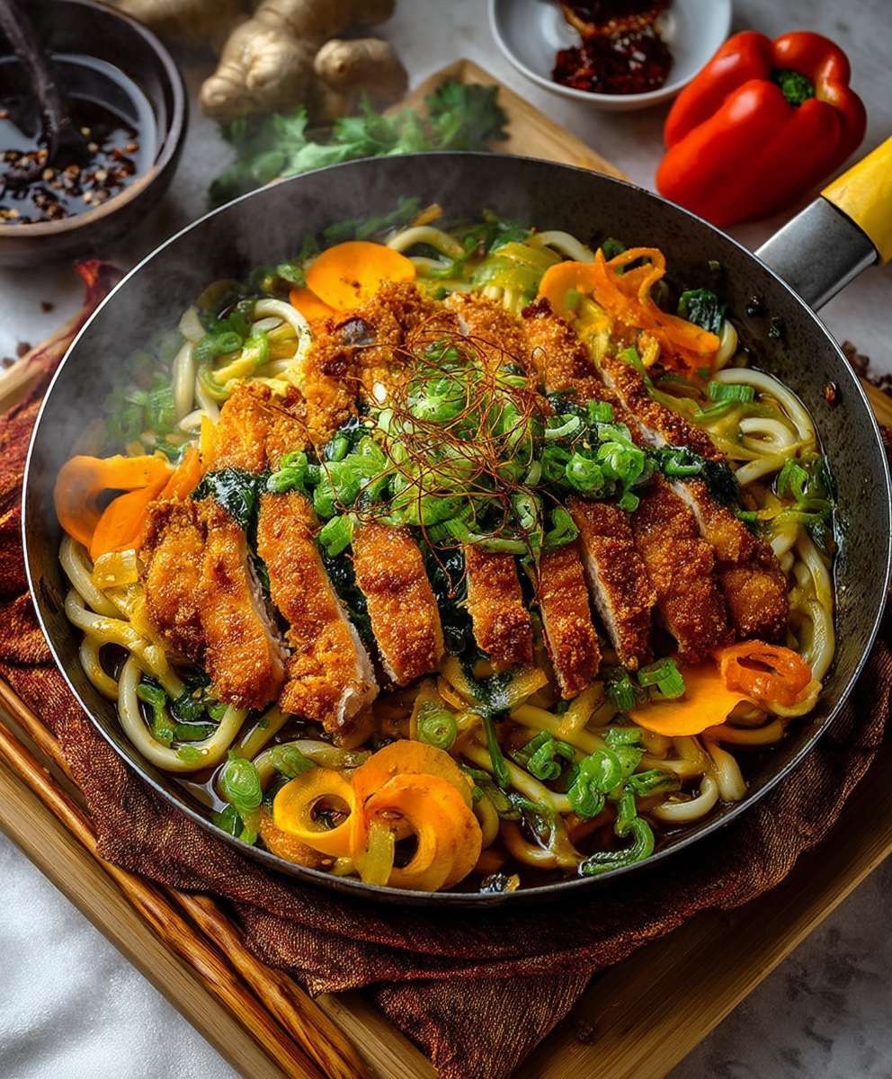 Udon Nudelpfanne Hähnchen Gemüse