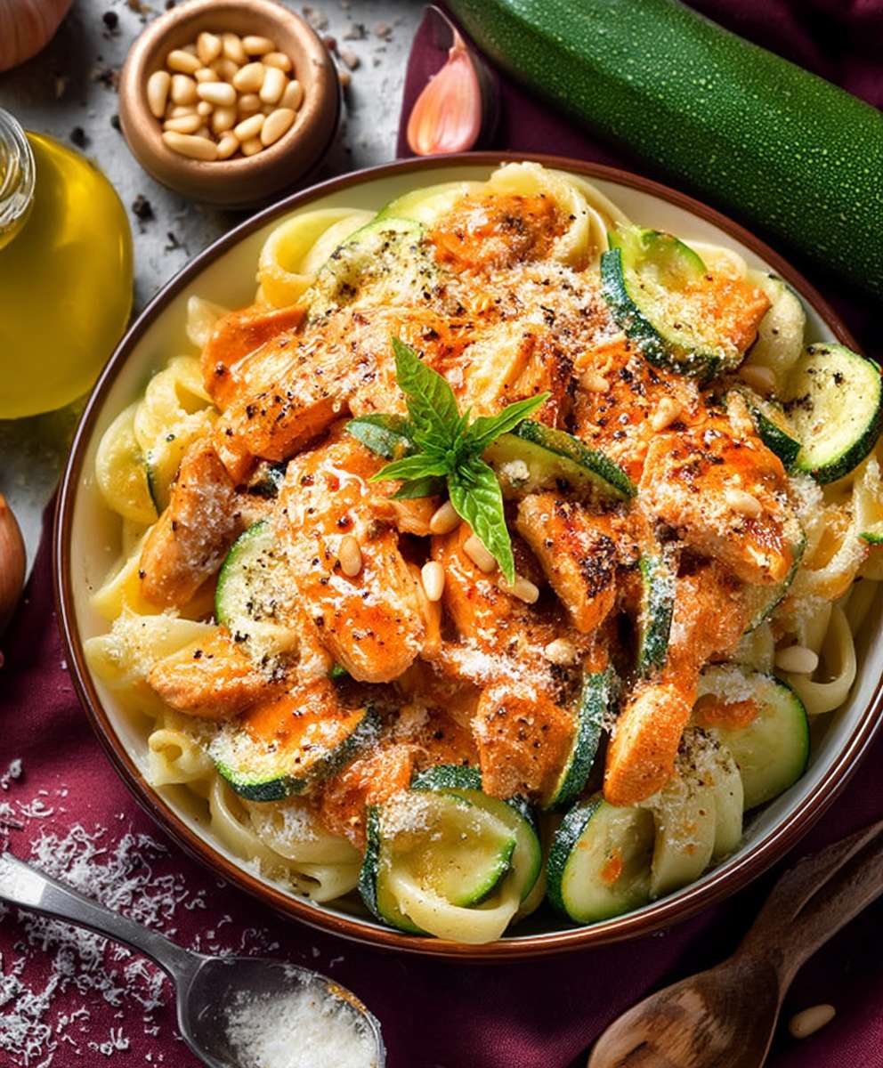 Zucchini Parmesan Pasta Hähnchen