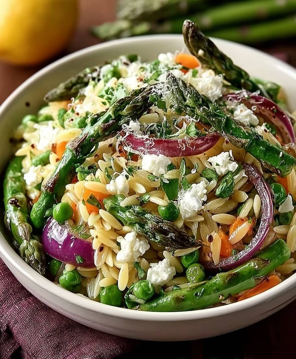 Zitronen Orzo Salat Spargel