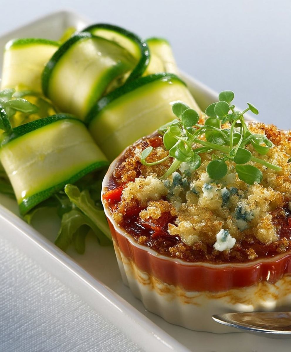 Tomatenauflauf Ziegenkäse Zucchinisalat