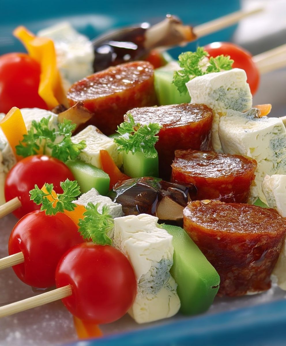 Käse Wurst Gemüse Spieße