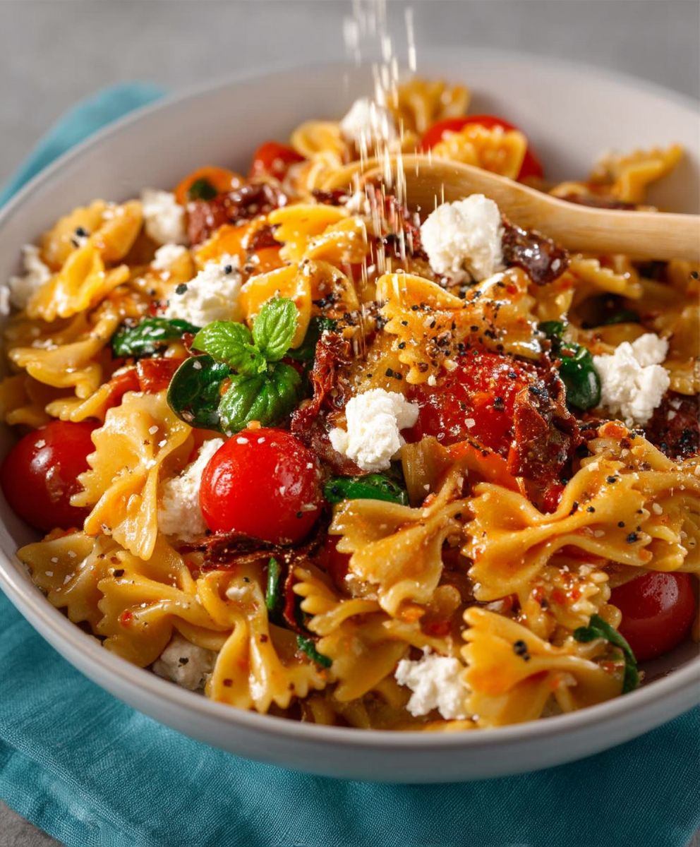 Mediterraner Nudelsalat Tomatendressing