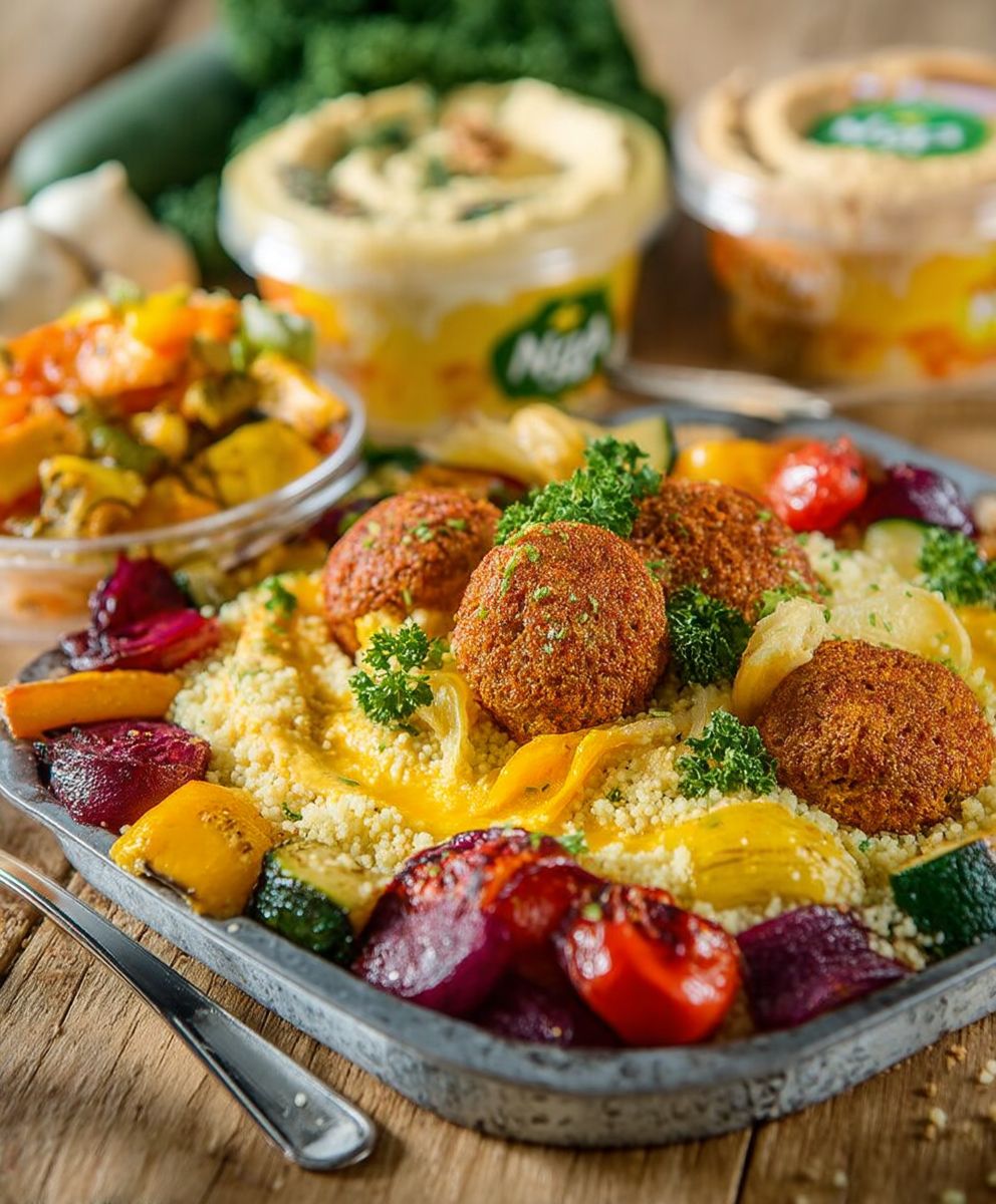 Ofengemüse Falafel Couscous Hummus