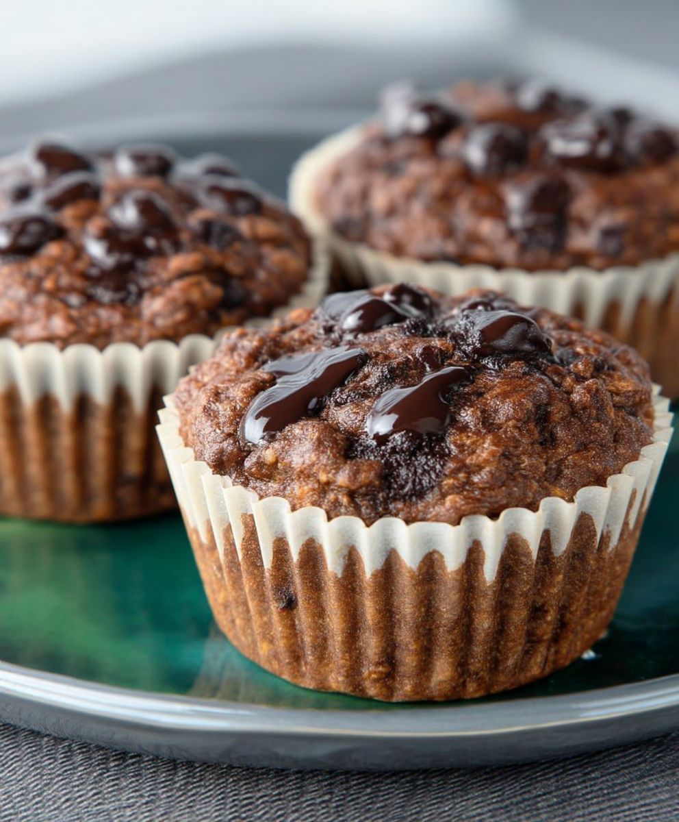 Schoko Banane Haferflocken Muffins