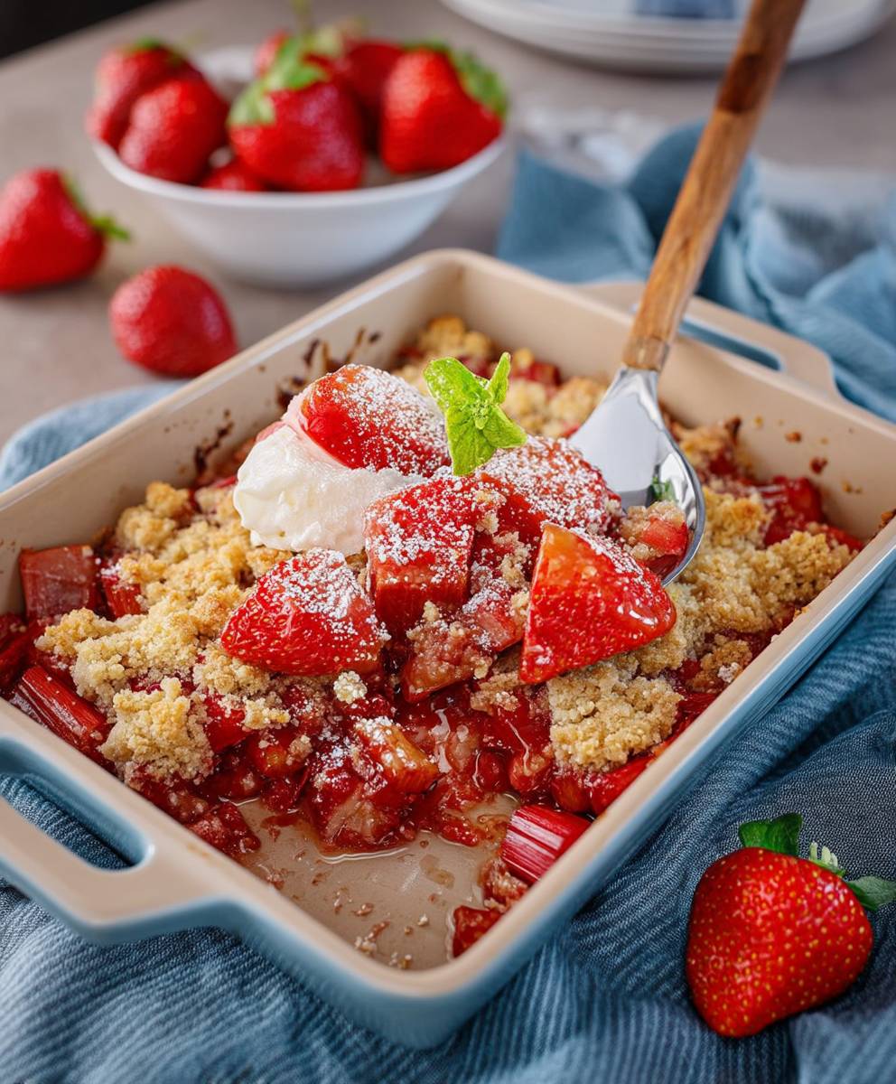 Erdbeer Rhabarber Crumble einfach