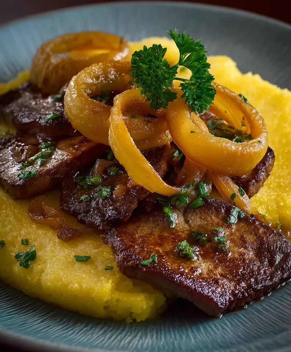 Venezianische Leber Zwiebeln Polenta