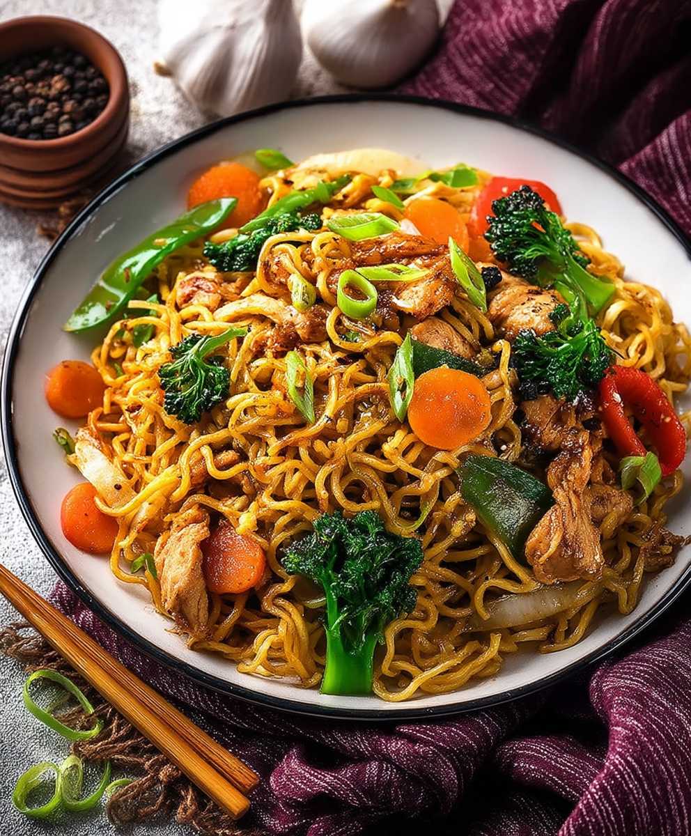 Asiatische Bratnudeln mit Hähnchen