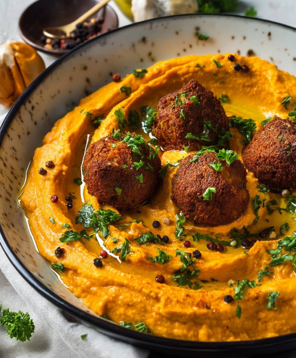 Süßkartoffel Hummus Falafel