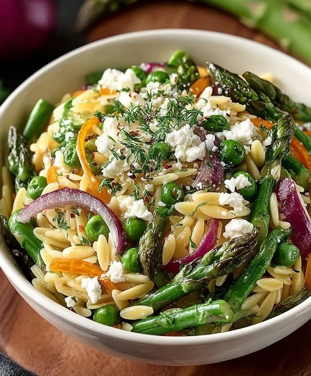 Zitronen Orzo Salat Spargel