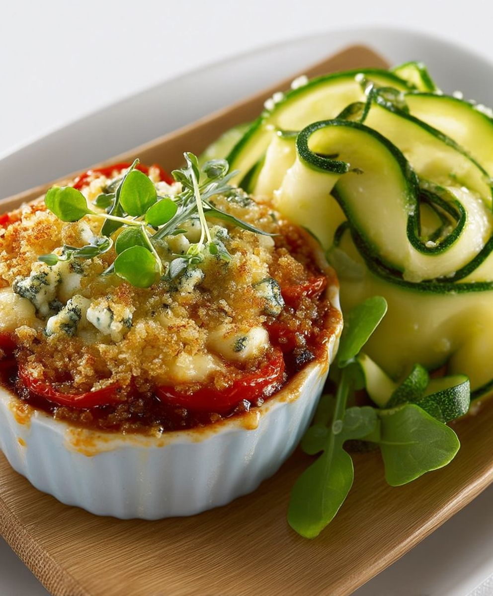 Tomatenauflauf Ziegenkäse Zucchinisalat