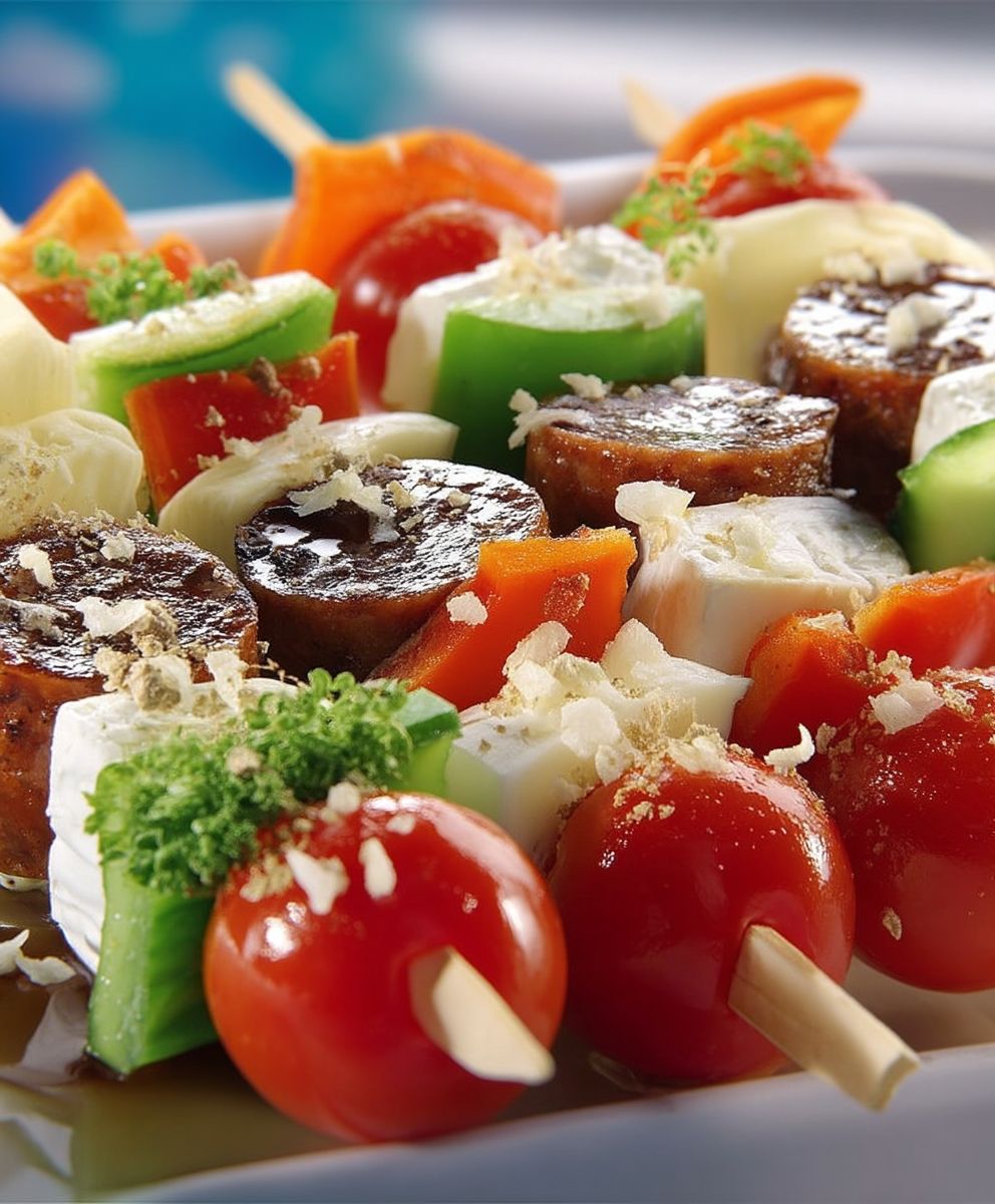 Käse Wurst Gemüse Spieße