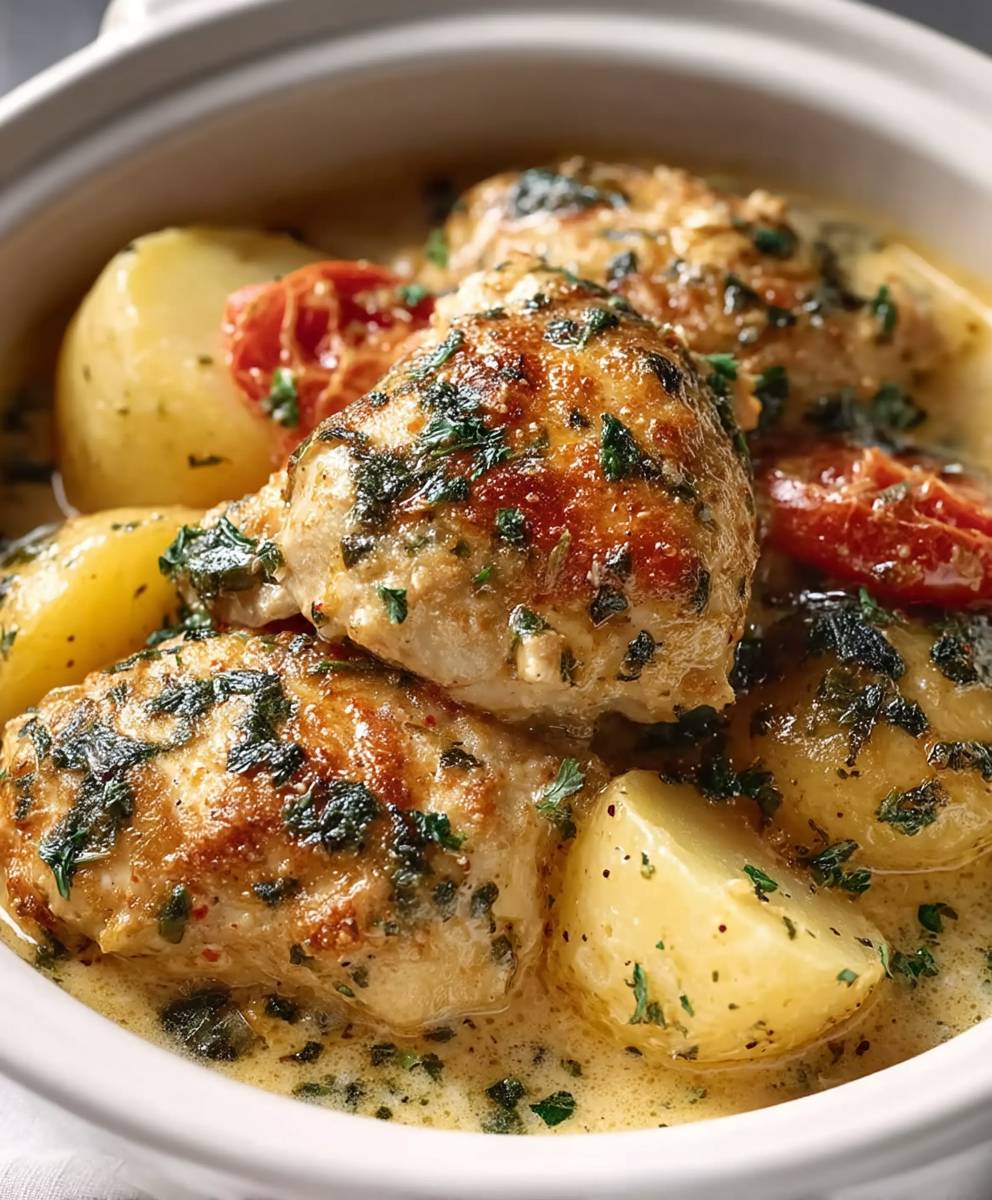 Italienisches Crockpot Huhn Kartoffeln