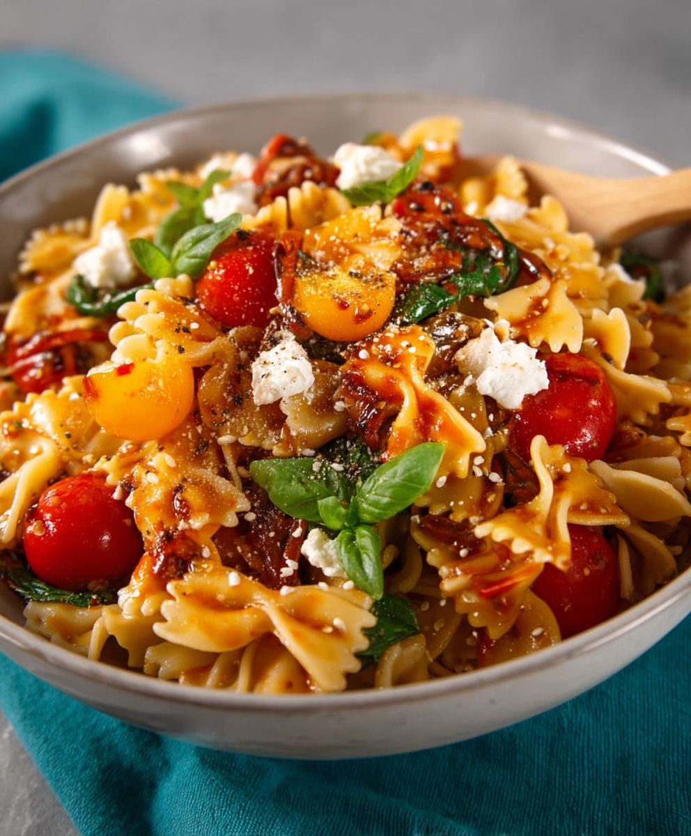 Mediterraner Nudelsalat Tomatendressing