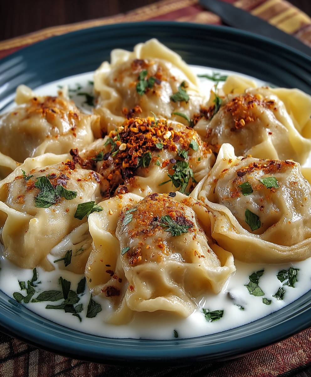 Türkische Manti Hackfleisch Joghurt Soße