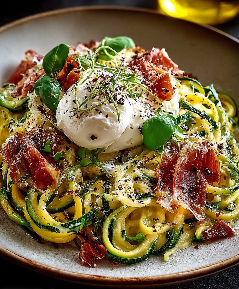 Zucchini Carbonara Prosciutto Burrata