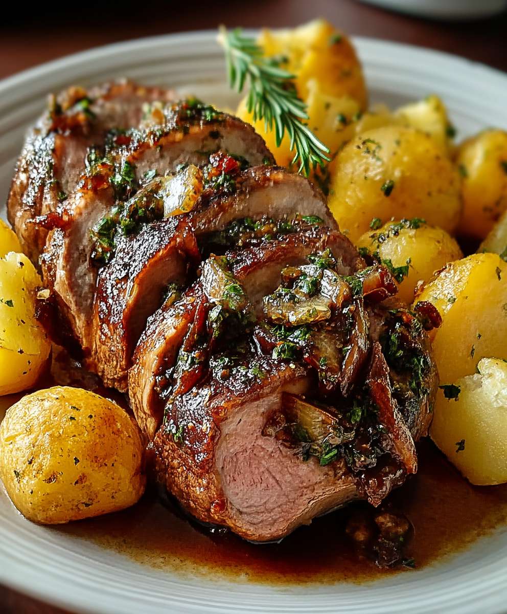 Lammkeule mit Kartoffeln braten