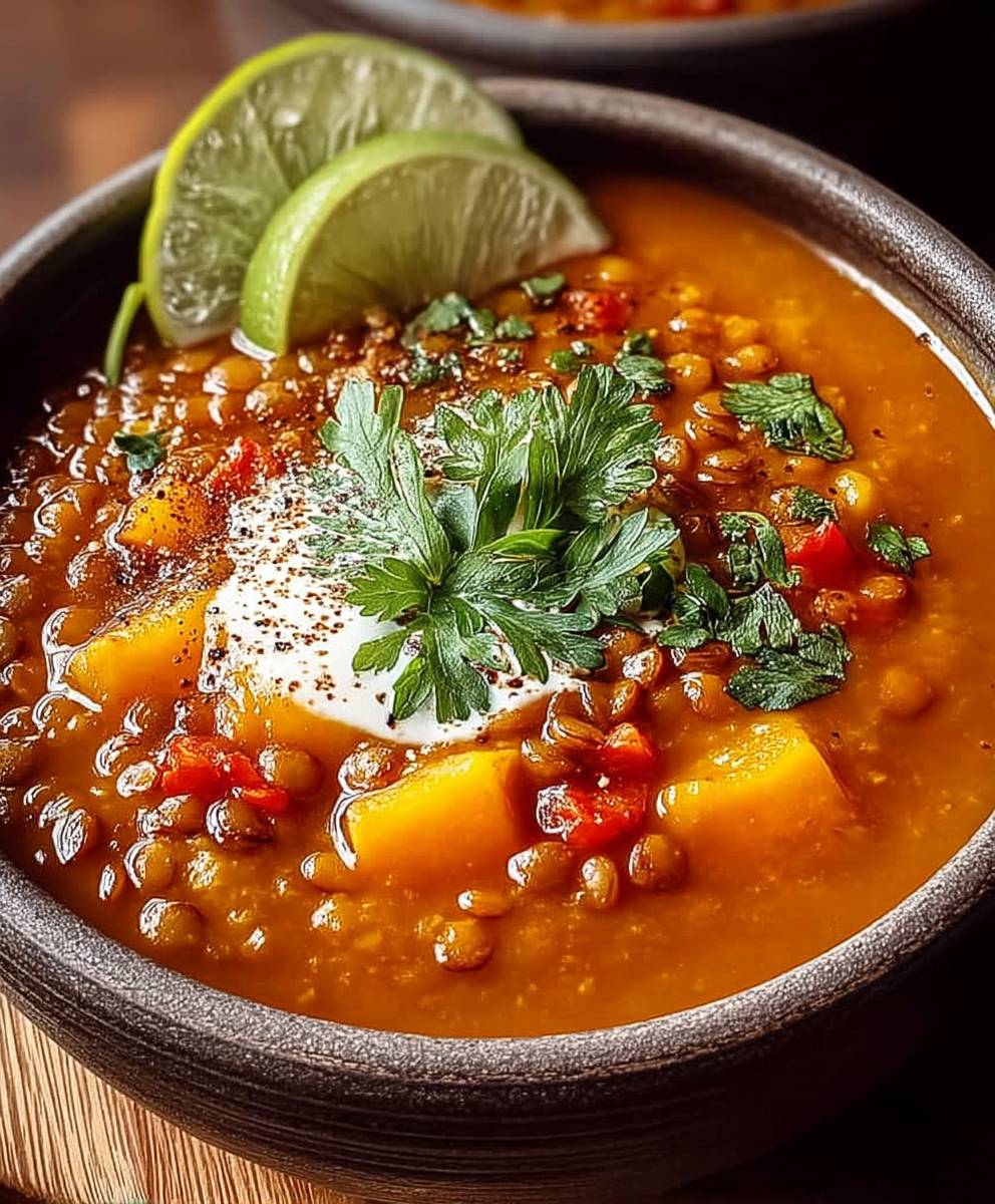 Butternusskürbis Linsensuppe