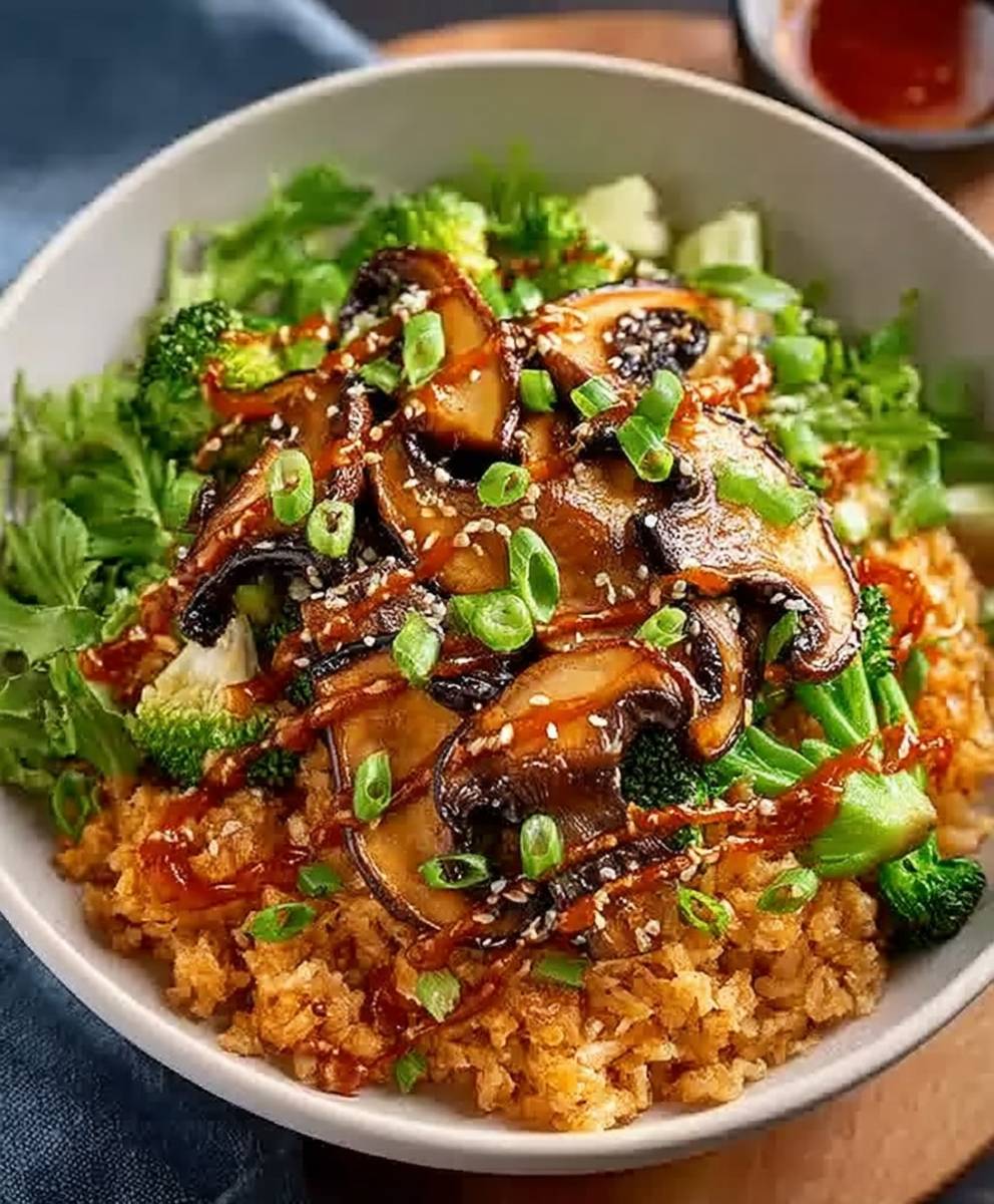 Reissalat mit Gochujang Pilzen