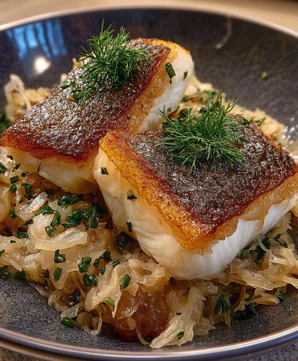 Sauerkraut mit Fisch zubereiten