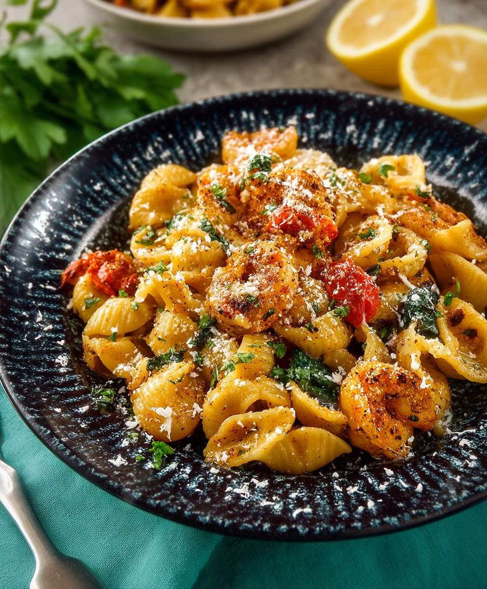 Cremige Pasta mit Garnelen