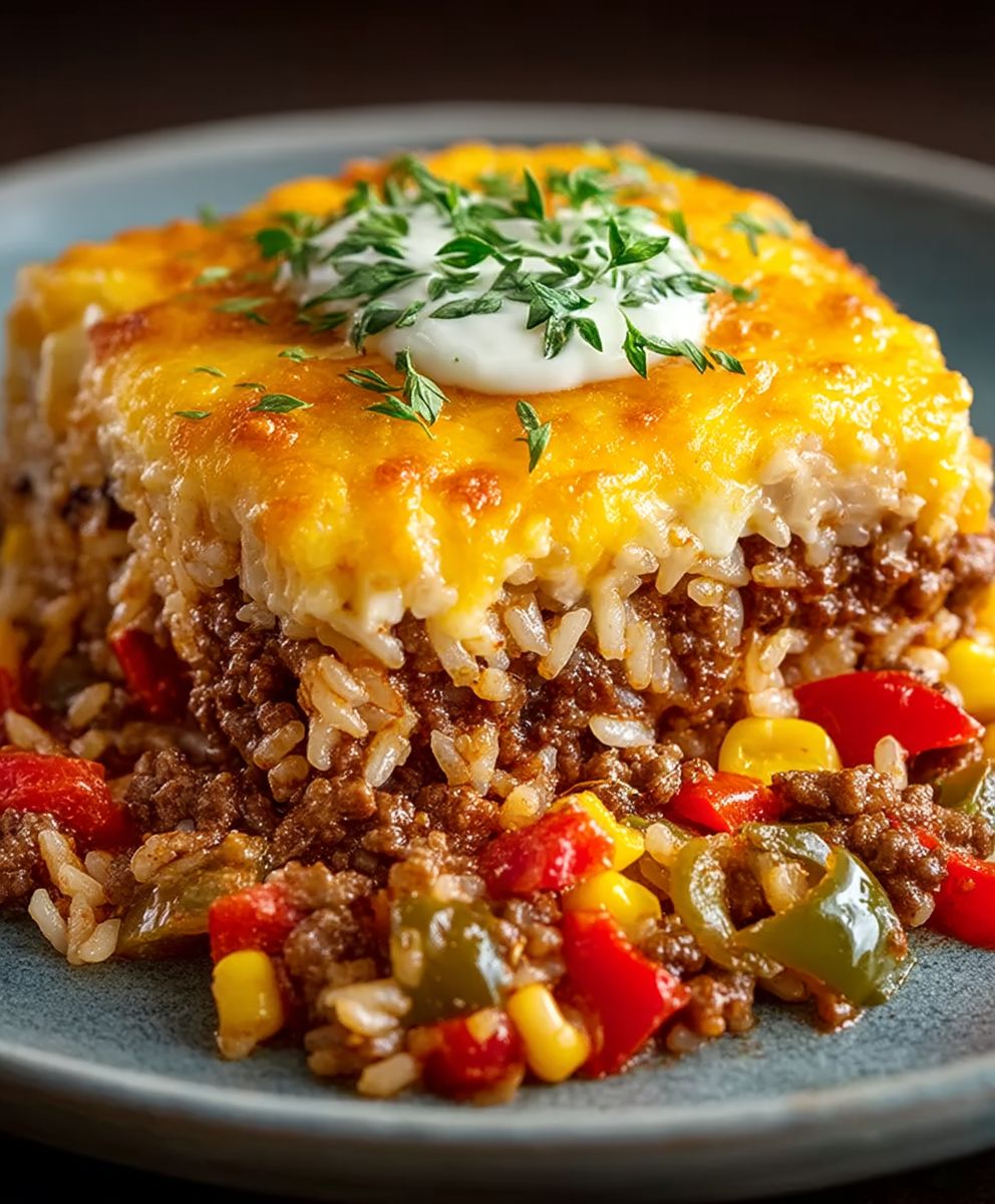Rinderhackfleisch Reisauflauf