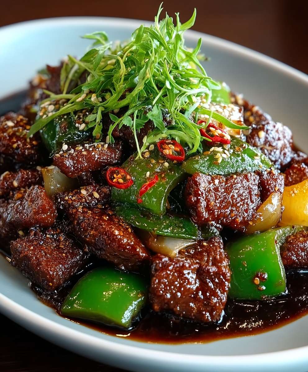 Chinesisches Rindfleisch mit Zwiebeln