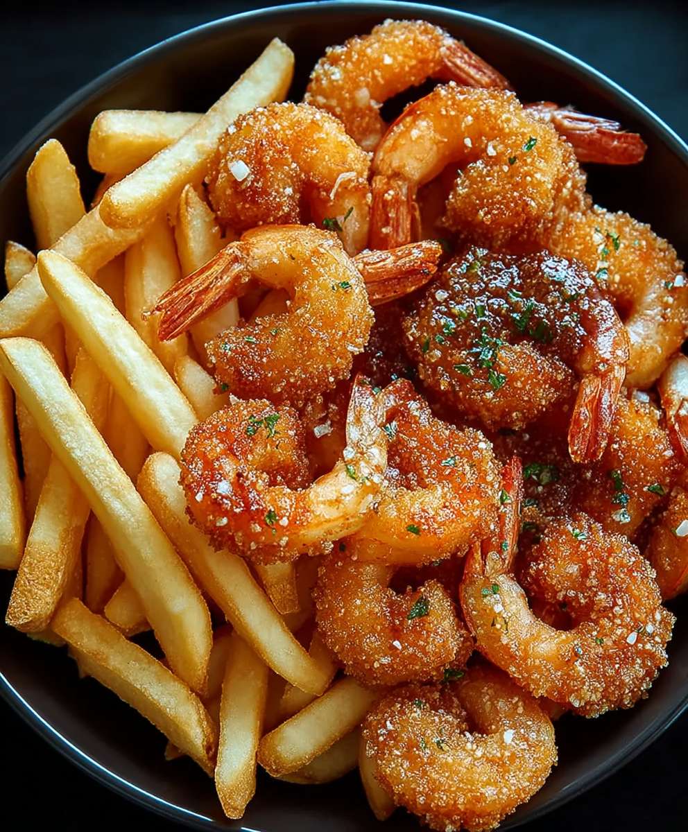 Knusprige Garnelen Pommes Frites