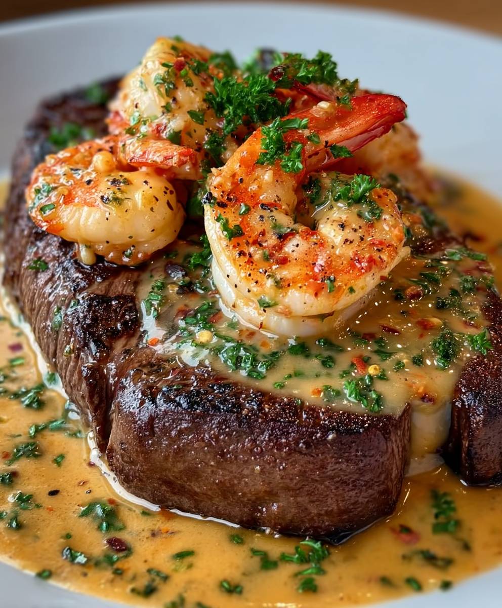 Steak Garnelen Hummersauce zubereiten