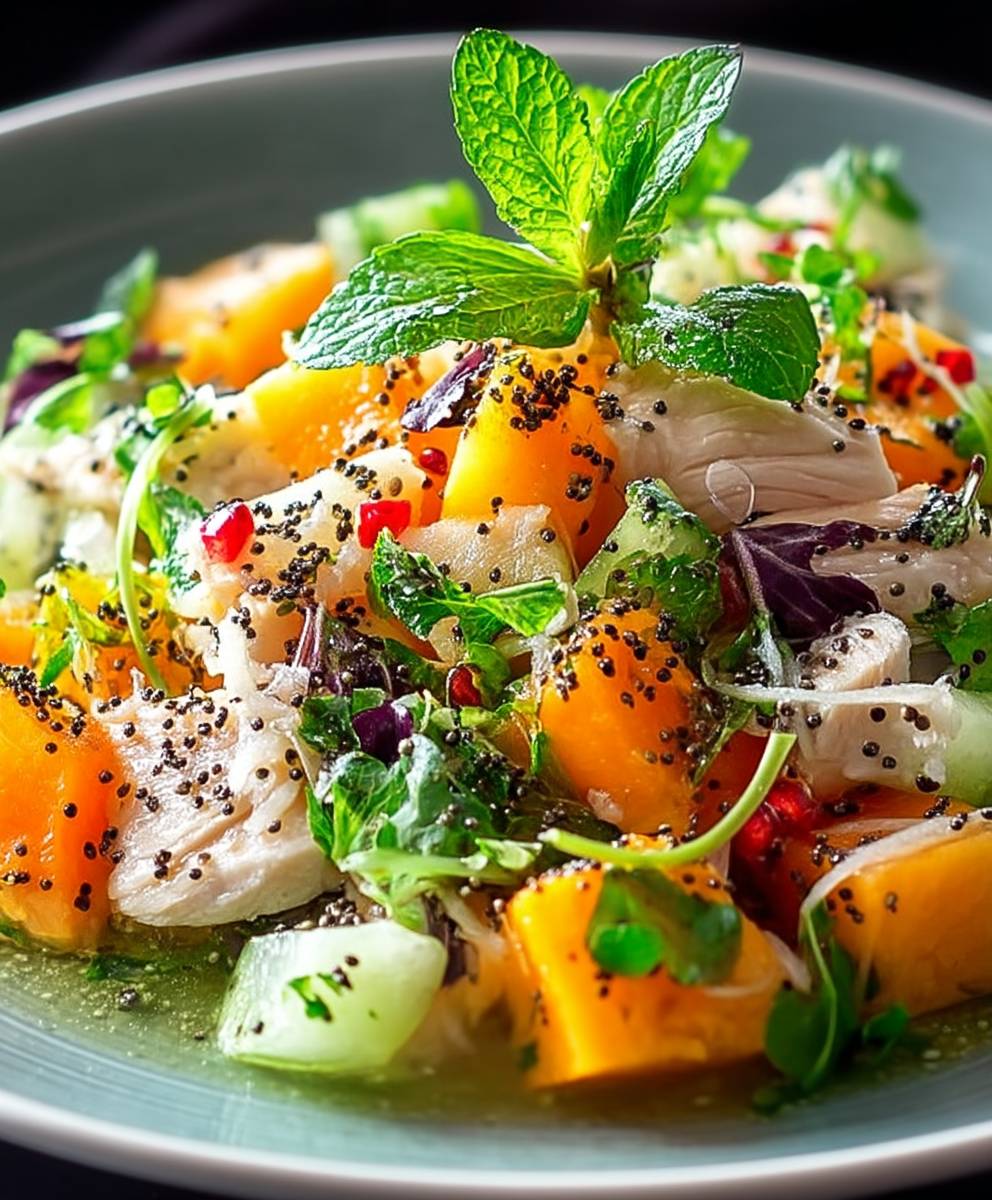 FODMAP armer Hühnchen Papaya Salat