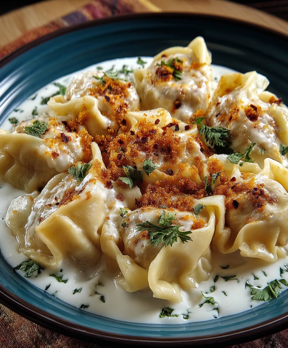 Türkische Manti Hackfleisch Joghurt Soße