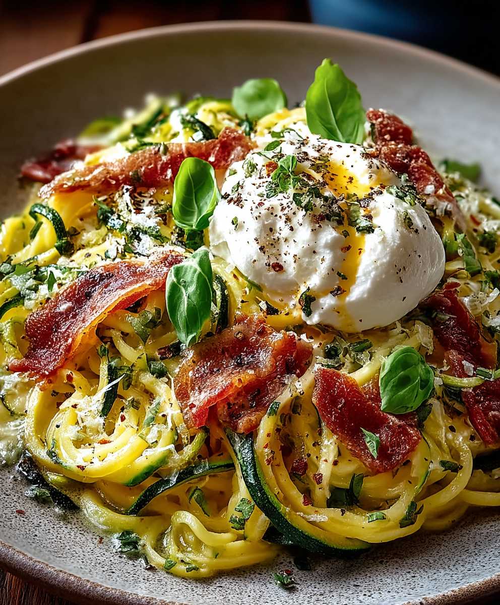 Zucchini Carbonara Prosciutto Burrata